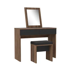 Toaletna mizica JUNO + stolček 45x29,6 cm rjava/črna
