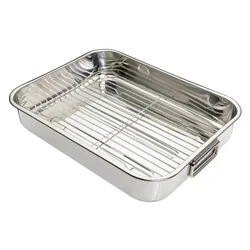 Roasting dish, stainless steel, 43 x 31cm - Kitchen Craft