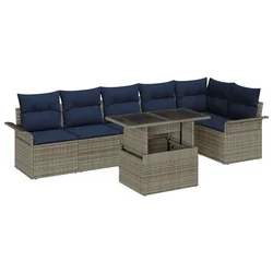 Sjedeća garnitura za vrt s jastukom 7 pcs Siva Poli ratan