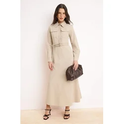 Trendyol Modest Ženska haljina Tctss26Eb00075, Bež