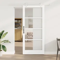 Klizna vrata Bijelo 93 x 211 cm Masivna borovina i staklo