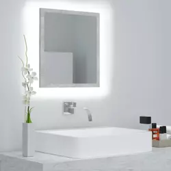 LED kupaonsko ogledalo siva boja betona 40x8,5x37 cm akrilno