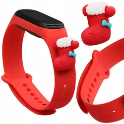 Hurtel božični pašček za Xiaomi Mi Band 3/4, rdeč, nogavička