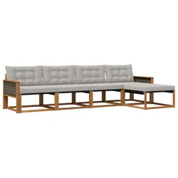 Set vanjskih sofa s jastukom 5 pcs Prirodna i svjetlosiva