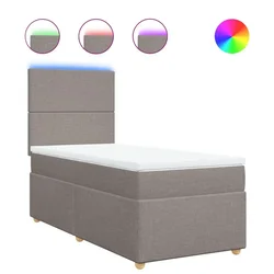 Vidaxl Box spring postelja z vzmetnico taupe 90x200 cm blago