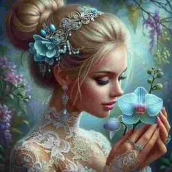 Norimpex - Puzzle Diamantova slika: Deklica z orhidejo 30x40cm - 1 - 39 kosov