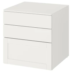SMASTAD / PLATSA Komoda s 3 fioke, bela bela/s okvirom, 60x57x63 cm