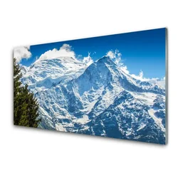 tulup.si Steklena slika Mountain tree landscape 125x50 cm 4 obešalnika