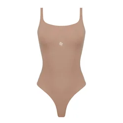 GOD SAVE QUEENS Bodi Second Skin Square-Neck Bodysuit svetlo rjava