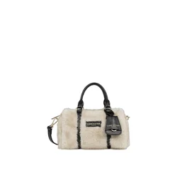 LANCASTER Paris Ročna torbica Lancaster Sac polochon Zippé S Moumoute Ecru - Noir bež