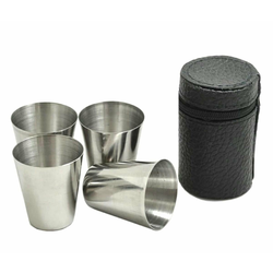 Set 4 inox prenosnih kozarcev 30ml + torbica