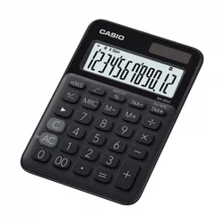 Kalkulator Casio MS 20 UC BK, črn, dvanajst številk, dvojno napajanje