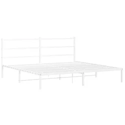 Vidaxl Kovinski posteljni okvir z vzglavjem bel 183x213 cm