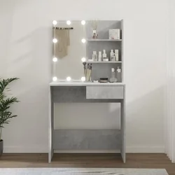 Toaletni stolić s LED svjetlima boja betona 74,5 x 40 x 141 cm