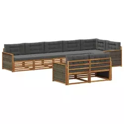 Set vanjskih sofa s jastukom 8 pcs Prirodna i antracit