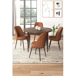 Hanah Home Set Trpezarijski sto i 4 stolice, Terakota