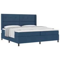 Vidaxl Postelja z vzmetnico z blazino Modra 200 x 200 cm blago