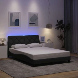 vidaXL Posteljni okvir z LED brez vzmetnice temno siv 140x200 cm
