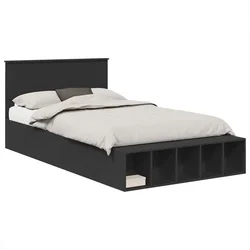 Vidaxl Konstrukcija postelje Črna 135 x 190 cm Konstruiran les