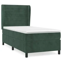Vidaxl Box spring postelja z vzmetnico temno zelena 100x200 cm žamet