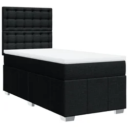 Vidaxl Box spring postelja z vzmetnico črna 90x200 cm blago