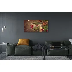 tulup.si Slika na platnu Vejice baubles sveča stožci 125x50 cm