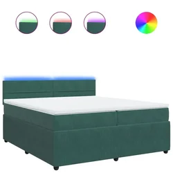 Vidaxl Box spring postelja z vzmetnico temno zelena 200x200 cm žamet