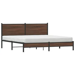 shumee vidaXL Kovinski posteljni okvir brez vzmetnice rjav hrast 160x200 cm