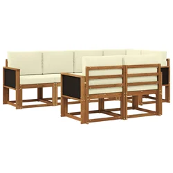 Set vanjskih sofa s jastukom 7 pcs Prirodna i krem Poliester