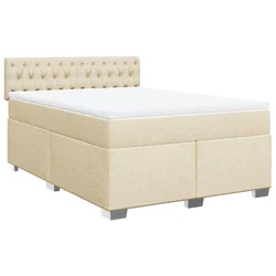 vidaXL vidaXL Box spring postelja z vzmetnico krem 160x200 cm blago, (21306527)