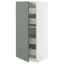 METOD / MAXIMERA Visoki element s fiokama, bela/Nickebo mat sivozelena, 60x60x140 cm