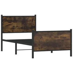 Vidaxl Kovinski posteljni okvir brez vzmetnice dimljen hrast 80x200 cm