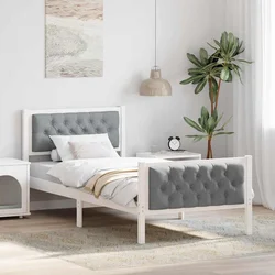Krevetna konstrukcija s uzglavljem Svijetlo siva 90 x 190 cm