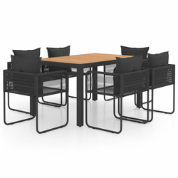 7-dijelni vrtni blagovaonski set od PVC ratana crno-smeđi