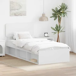 Vidaxl Konstrukcija postelje Bela 100 x 200 cm Masivno borovo les