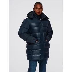 Ombre Mens biker jacket with collar and pockets - navy blue