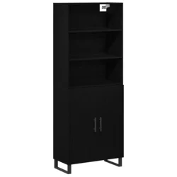 Highboard 2 pcs Crni hrast Konstruirano drvo