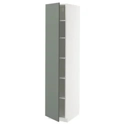 METOD Visoki element s policama, bela/Nickebo mat sivozelena, 40x60x200 cm