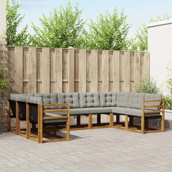 Set vanjskih sofa 9 kom. Prirodna i svijetlo siva