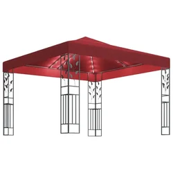 Vidaxl Paviljon z LED lučkami 3x3 m vinsko rdeč