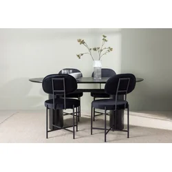 Venture Design Jedilna miza in stol komplet Isolde in Stella 180x90x75 cm črna