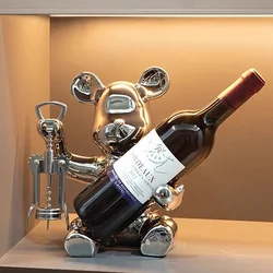 Jianyishijia Dekorativna figura Medved sa otvaračem za vino, Srebrne boje