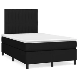 Krevet box spring s madracem LED crni 120 x 190 cm od tkanine