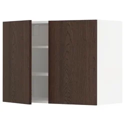 METOD Viseča omarica s policami/2 vrati, bela/Sinarp rjava, 80x60 cm