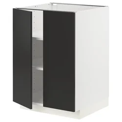 METOD Podni element s policama/2 vrata, bela/Nickebo boja antracita, mat, 60x60 cm