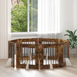 Vrata za pse s postoljem 8 pcs Dimljeni hrast 60 x 60 cm