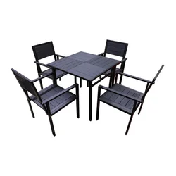 MASTER Set sto+4 stolice METAL+PVC crni WS-002