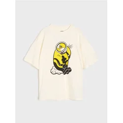 Sinsay - Pamučna oversize majica s printom Minions - krem