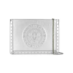 Balmain - debossed logo clutch bag - women - Silver