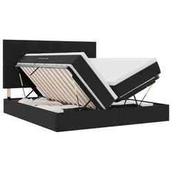 Krevet s od storage s uzglavljem Crna 180 x 200 cm Baršun